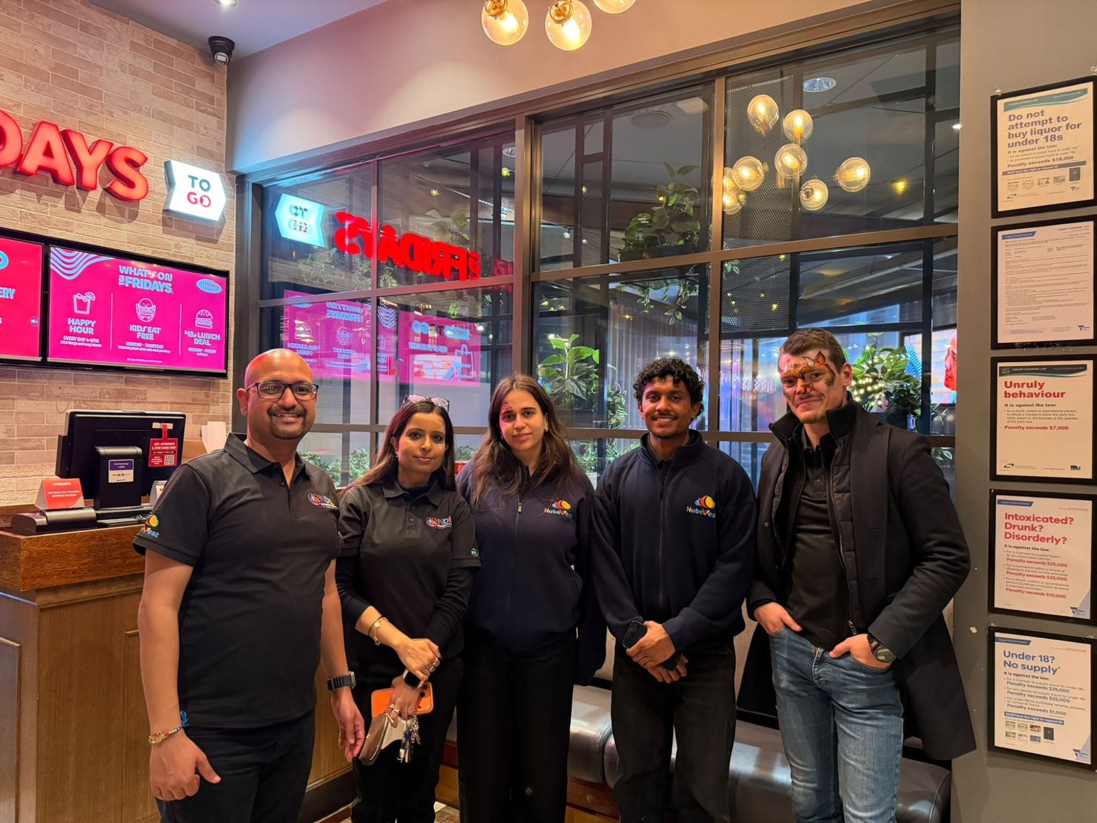 Nubevest team members at a networking dinner after the expo